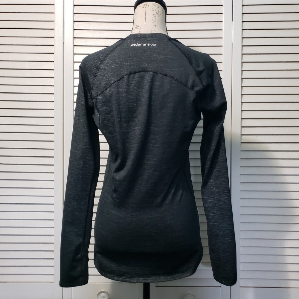 Under Armour Fitted Running Top Women's Small Charcoal Shimmer Thumb Holes - Picture 6 of 9